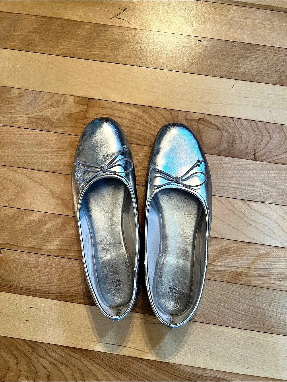 H&M Metallic Silver Lace-Up Flats
